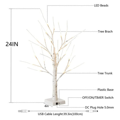 LED Illuminated Birch Tree for Home and Holiday Decoration- USB Charging_12