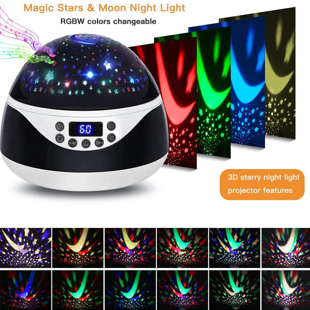 USB Plugged-in, Battery Powered Rotating Projector Night Light with Music_6