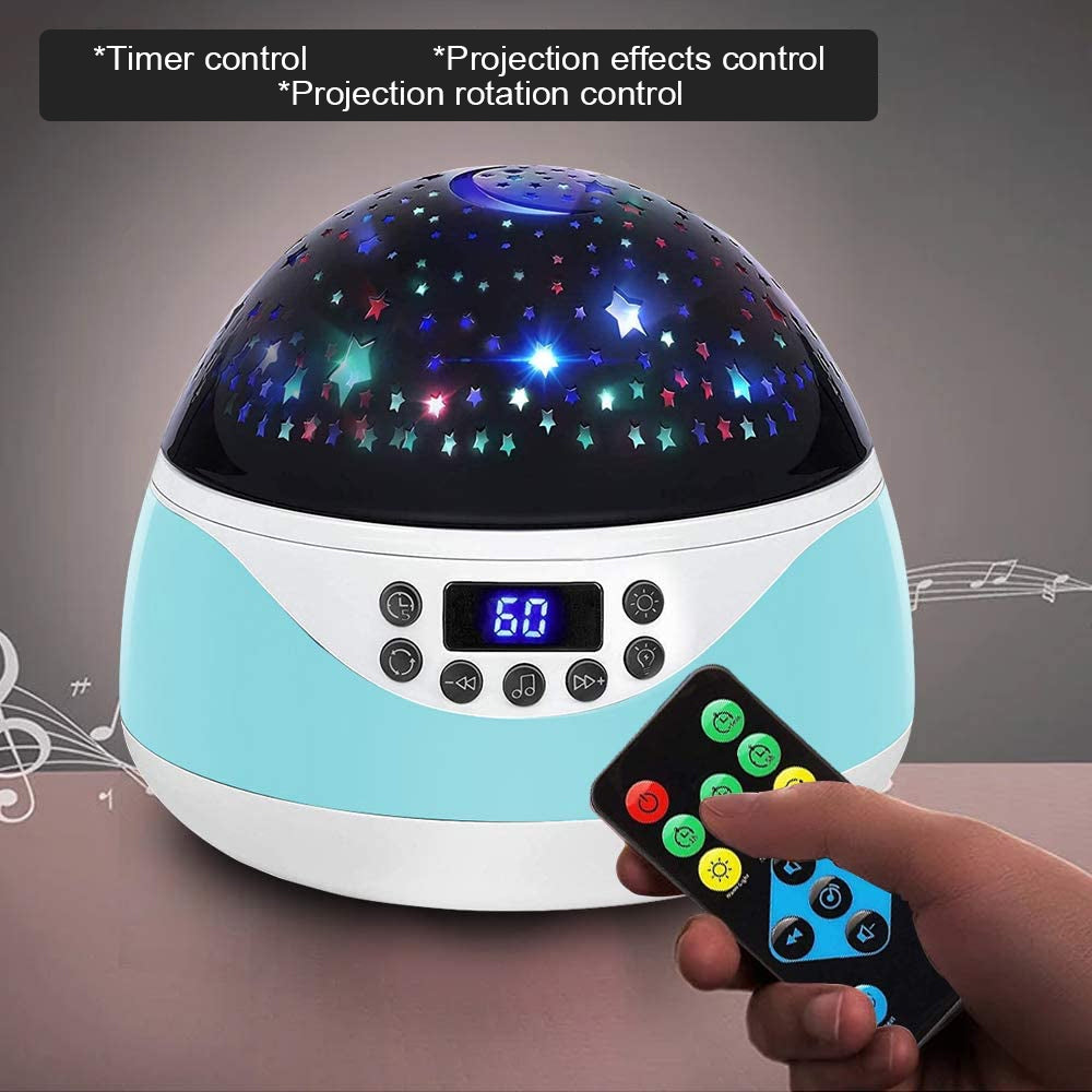 USB Plugged-in, Battery Powered Rotating Projector Night Light with Music_13