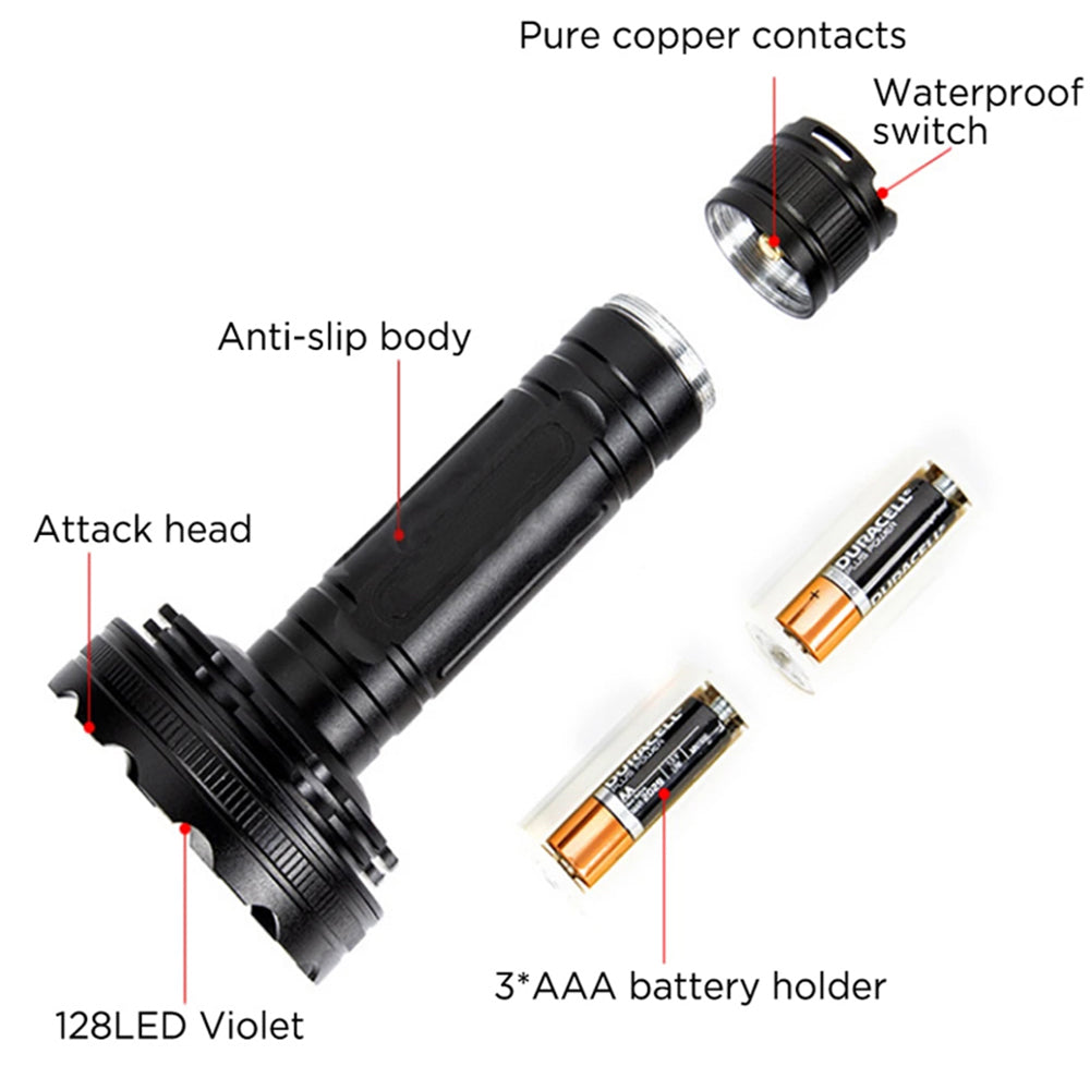Battery Operated 128 UV LED Flashlight Pet Urine Detector_11