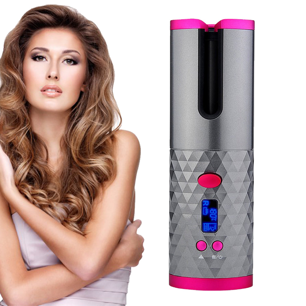 USB Rechargeable Auto-Rotating Ceramic Portable Hair Curling Iron_2