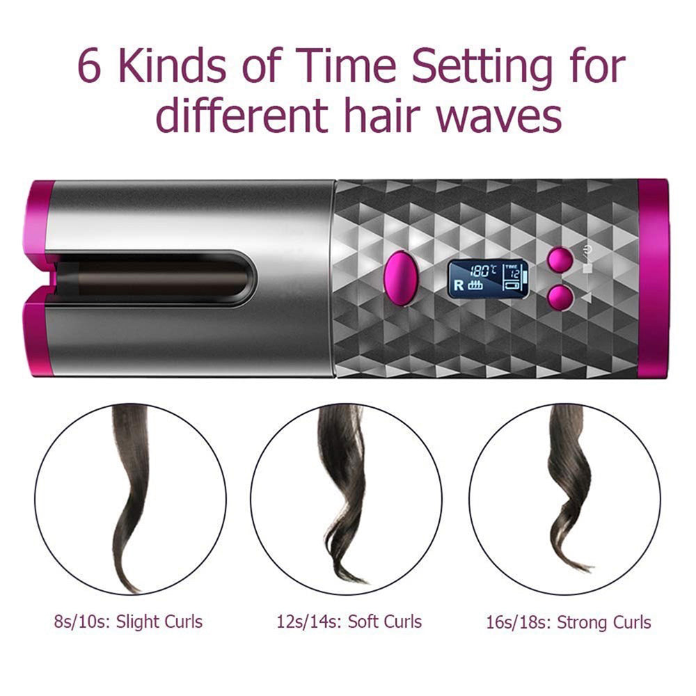 USB Rechargeable Auto-Rotating Ceramic Portable Hair Curling Iron_7