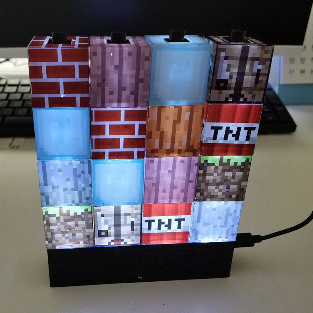 16 pcs Stackable Minecraft Toy USB Building Block Lamps_6