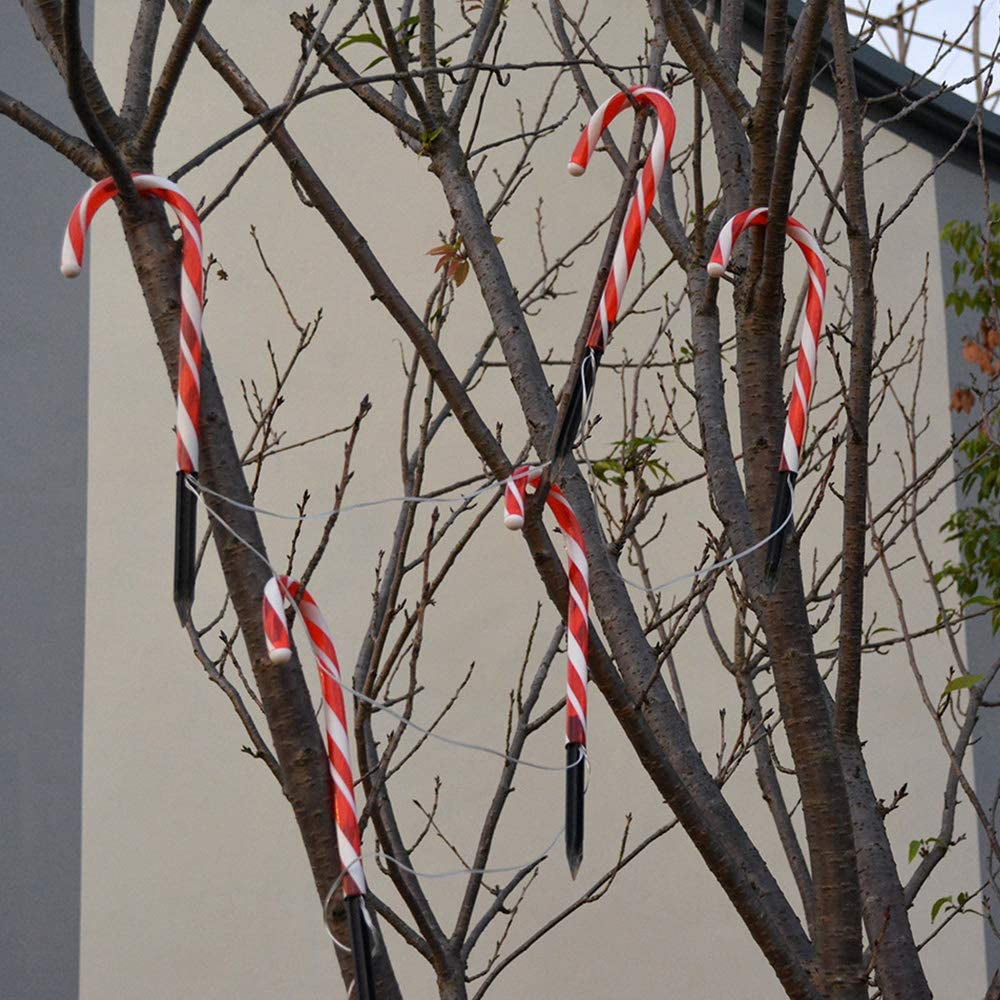 Solar Powered Christmas Candy Cane Pathway Lights Markers_5
