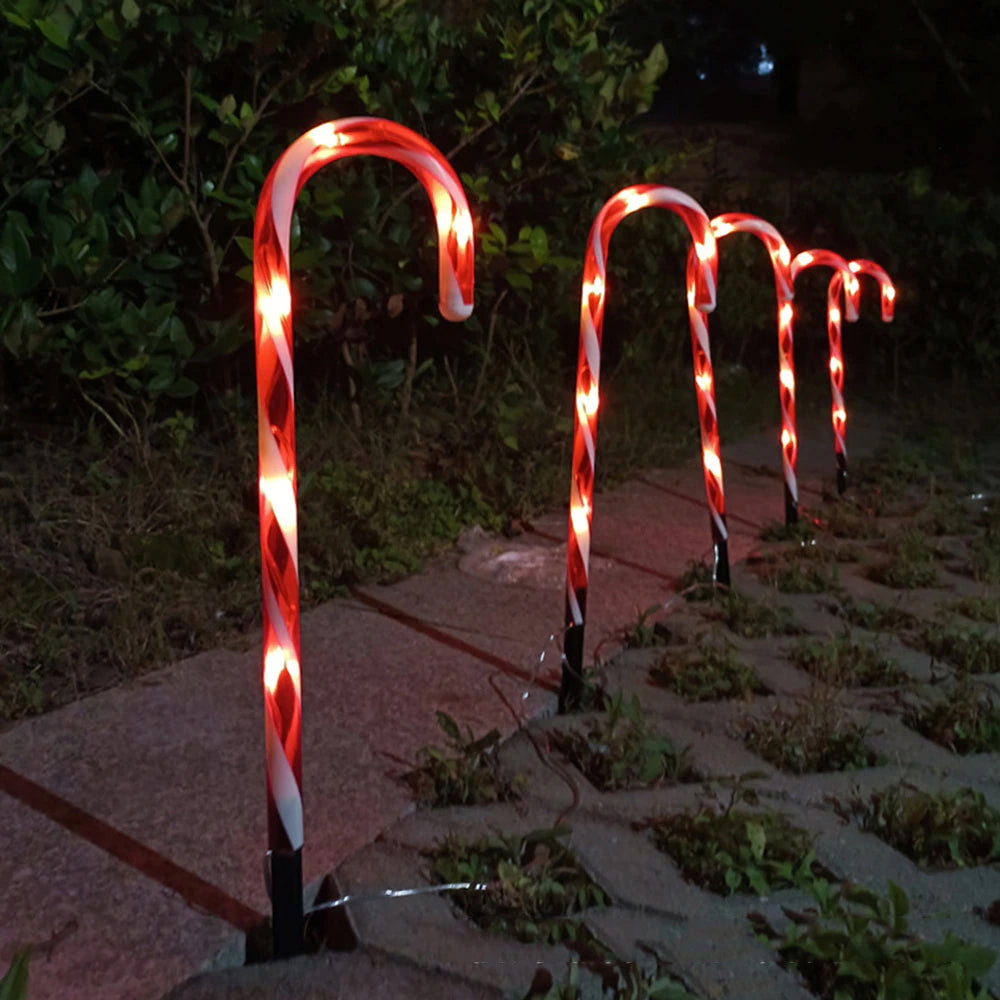 Solar Powered Christmas Candy Cane Pathway Lights Markers_7