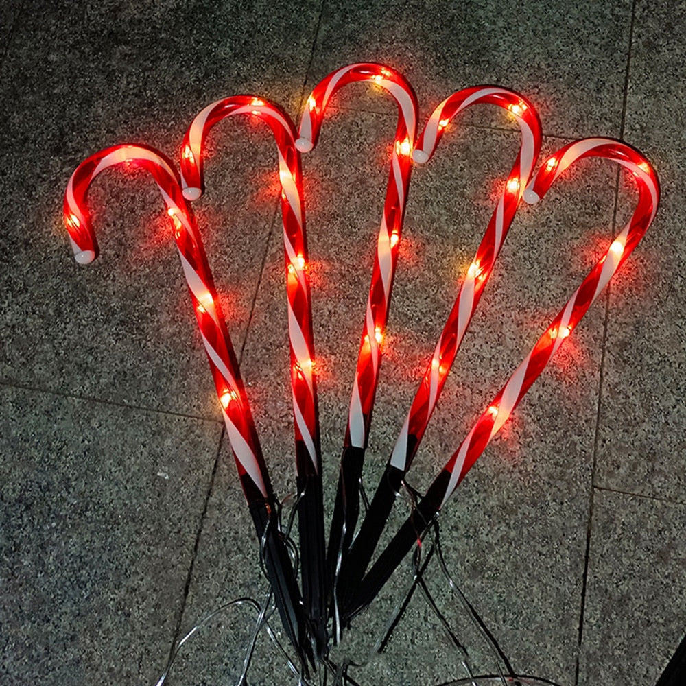 Solar Powered Christmas Candy Cane Pathway Lights Markers_8
