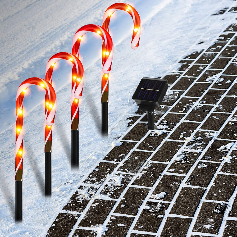 Solar Powered Christmas Candy Cane Pathway Lights Markers_11