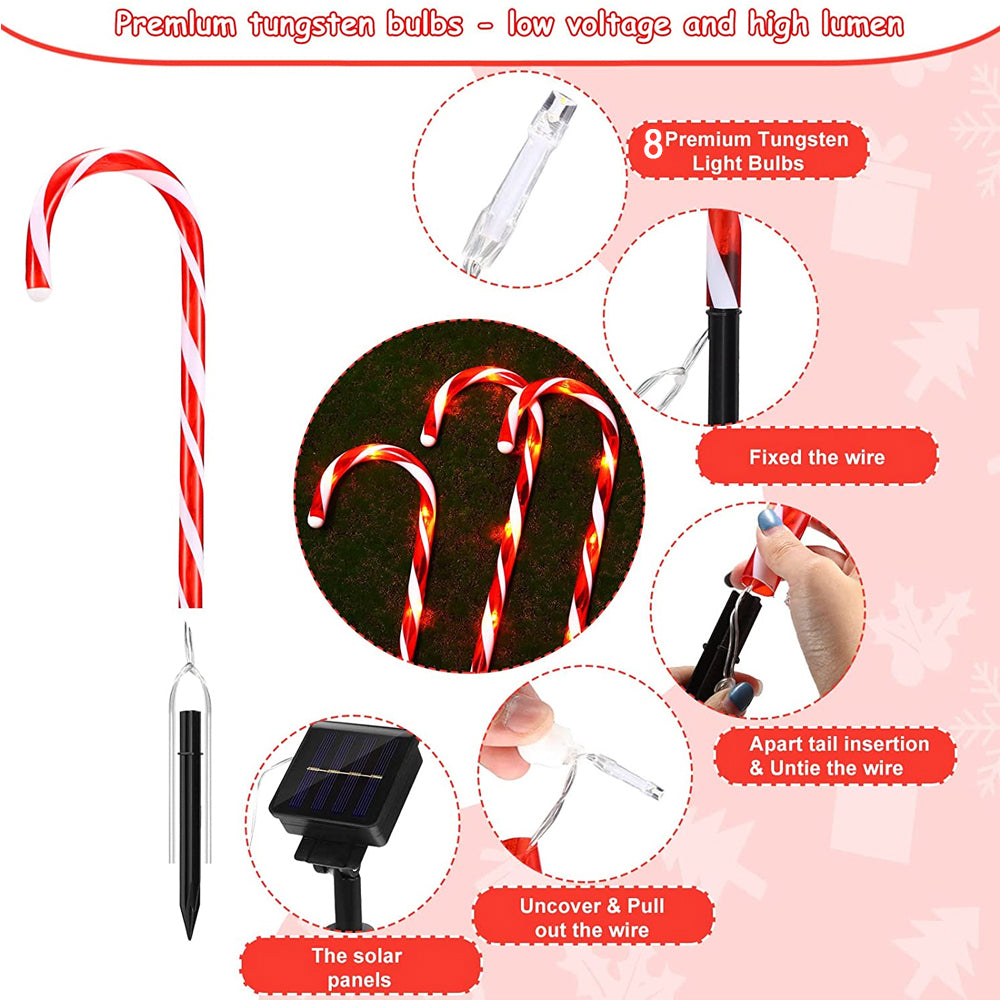 Solar Powered Christmas Candy Cane Pathway Lights Markers_12