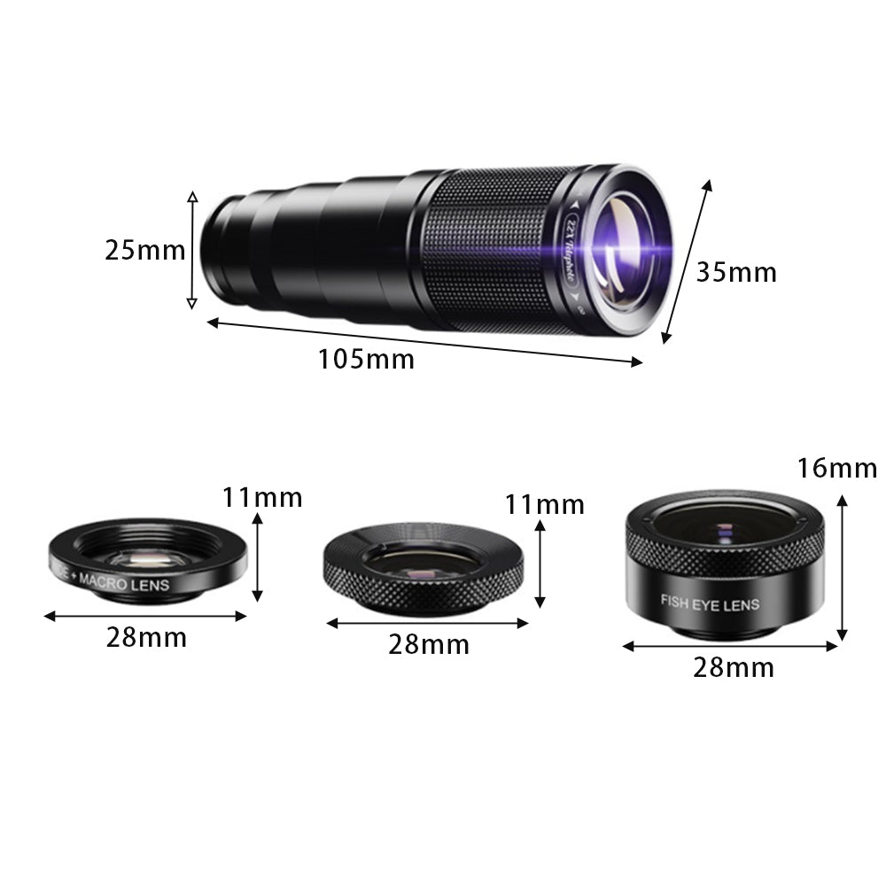 4-in-1 Mobile Phone Camera Lens Kit 22x Monocular Telescope_7