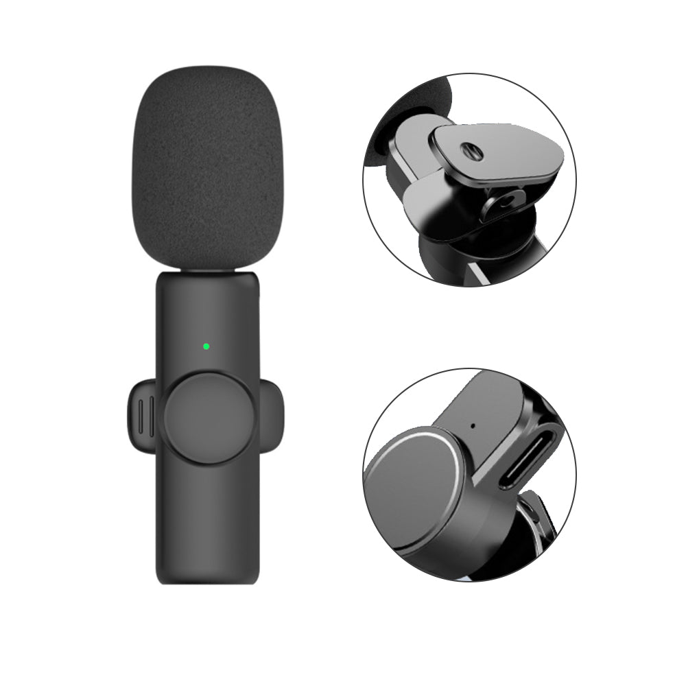 Rechargeable Wireless Mini Plugged-in Microphone Lapel with Clip_7
