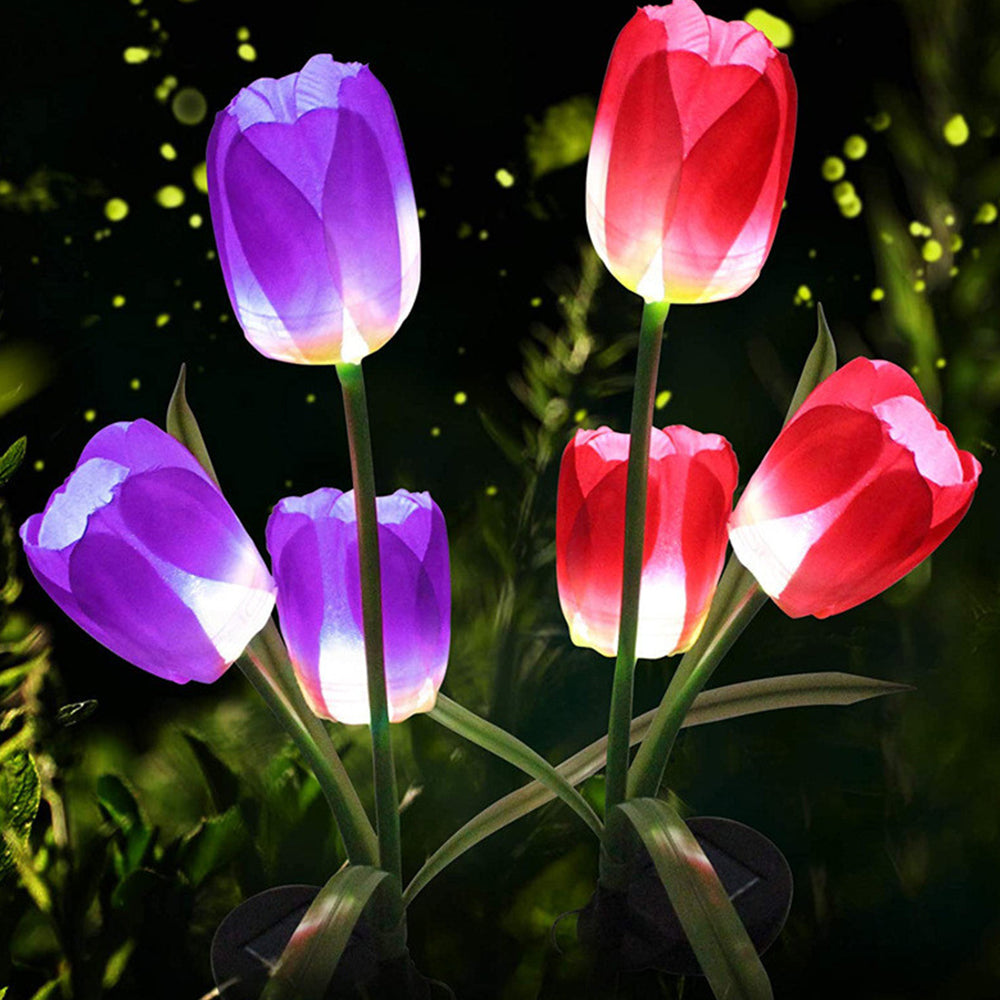 Solar Powered Tulip Flower Outdoor Garden Decoration_13