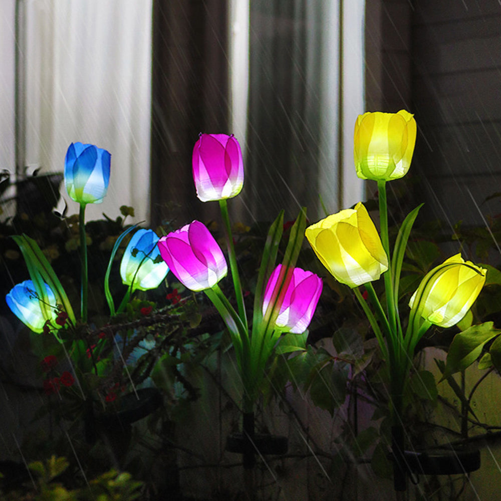Solar Powered Tulip Flower Outdoor Garden Decoration_16