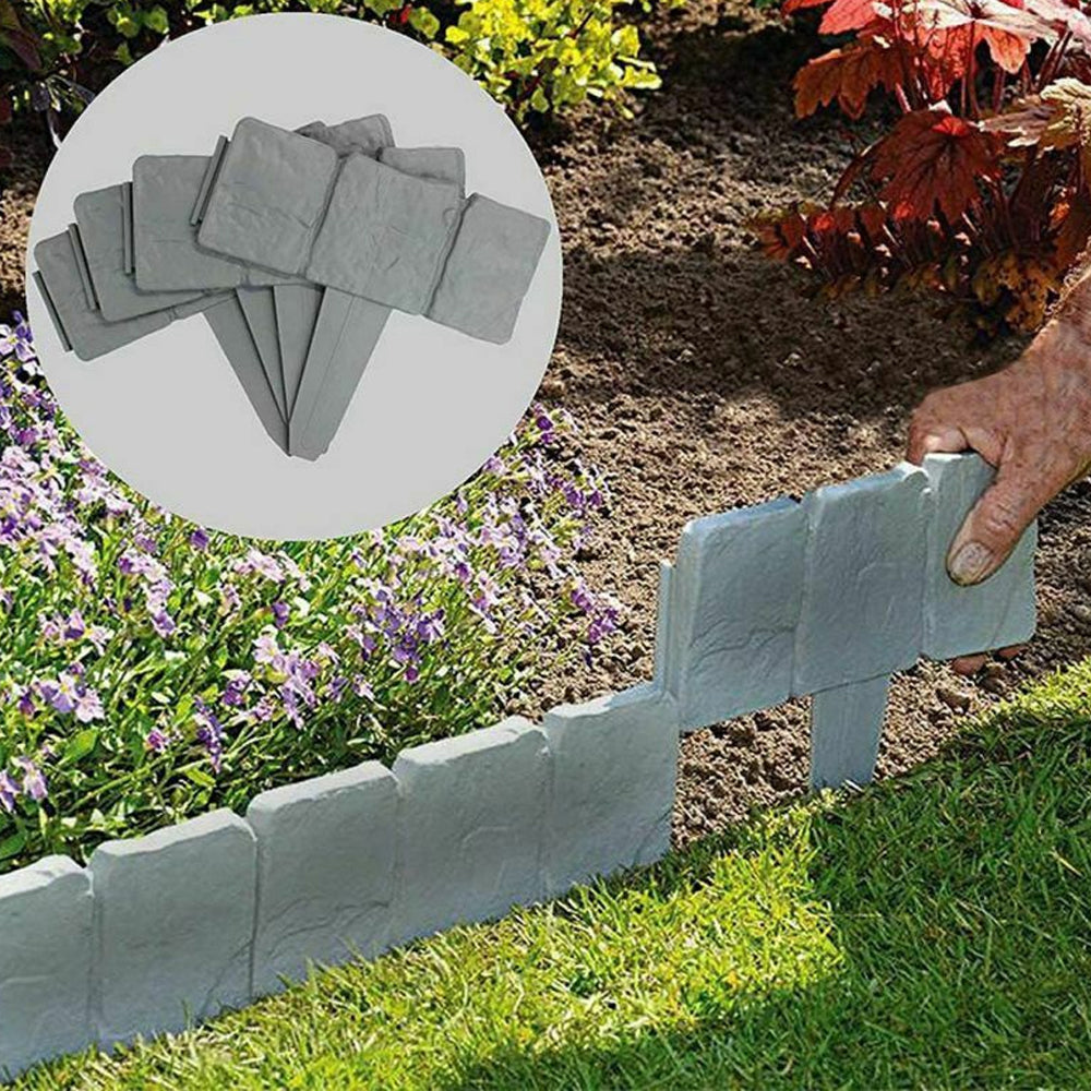 Cobbled Stone Effect Garden Edging Plastic Lawn Fence_20