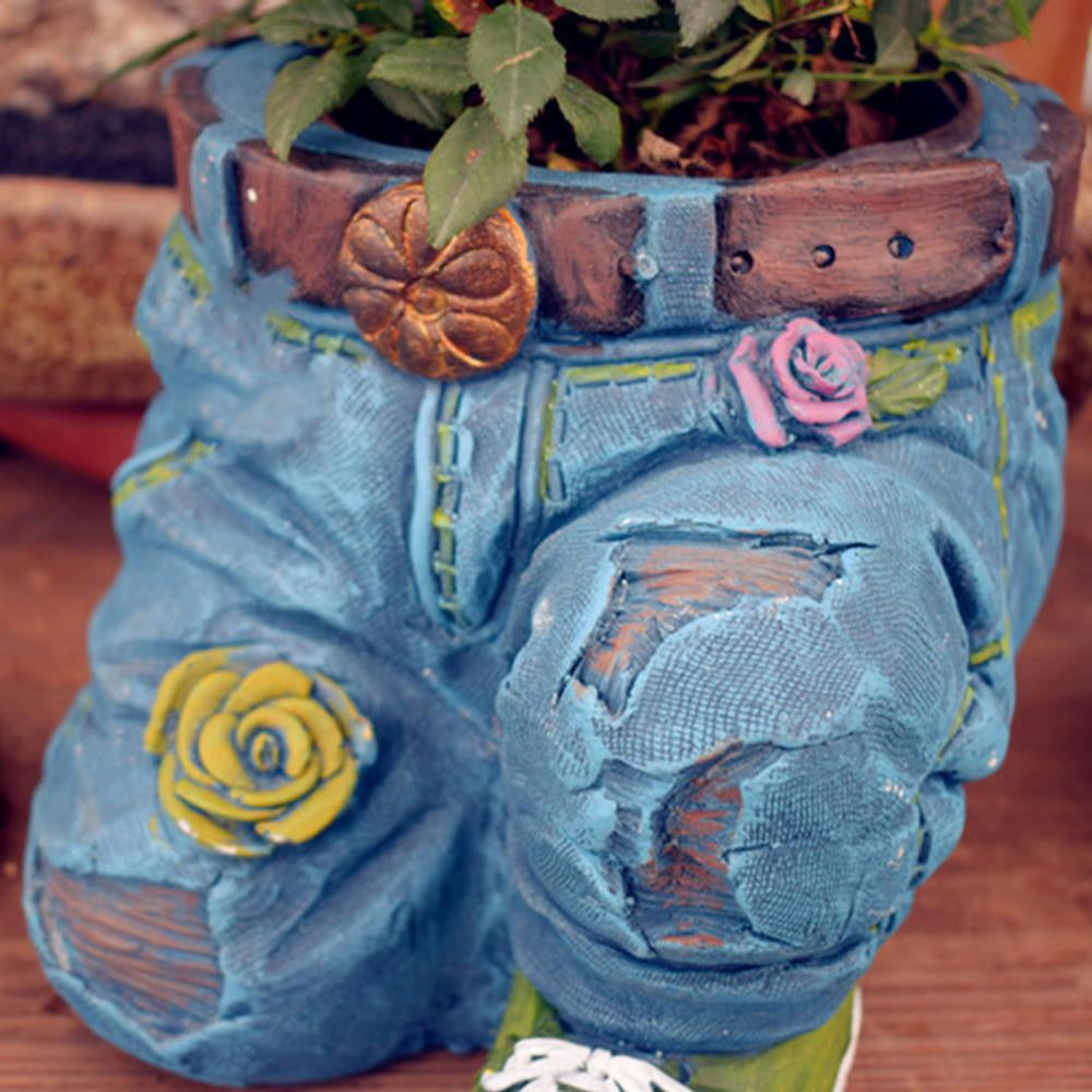 Denim Jeans Resin Outdoor Garden Flower Pot_11