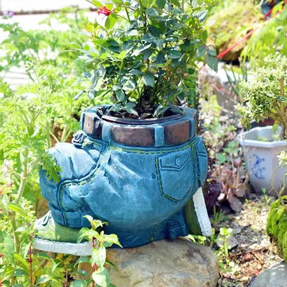 Denim Jeans Resin Outdoor Garden Flower Pot_4