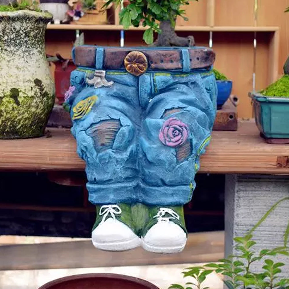 Denim Jeans Resin Outdoor Garden Flower Pot_7