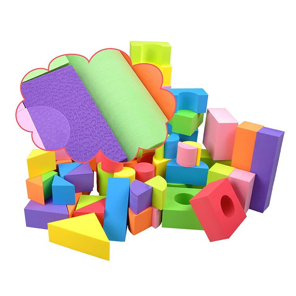 54 Pcs Soft Colorful Foam Building Blocks for Kids Playing Indoor Outdoor_2