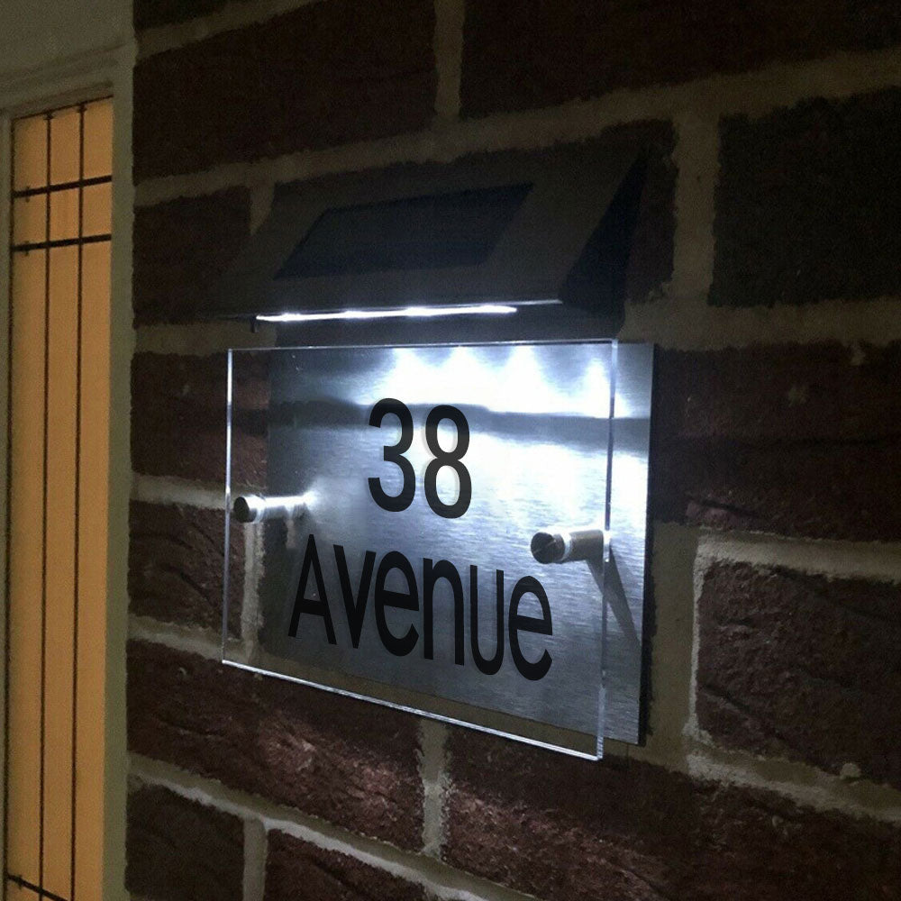 DIY Solar Powered Modern House Stainless Steel Sign Number_3