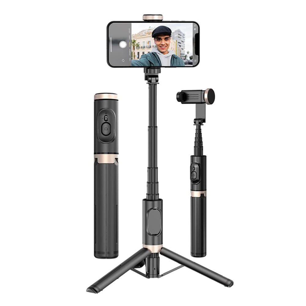 Bluetooth Wireless Handheld Selfie Stick Tripod Extendable Monopod with Remote- USB Rechargeable_0