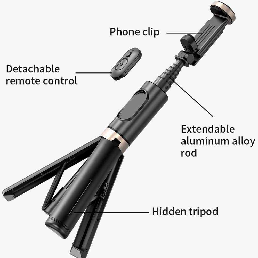 Bluetooth Wireless Handheld Selfie Stick Tripod Extendable Monopod with Remote- USB Rechargeable_8