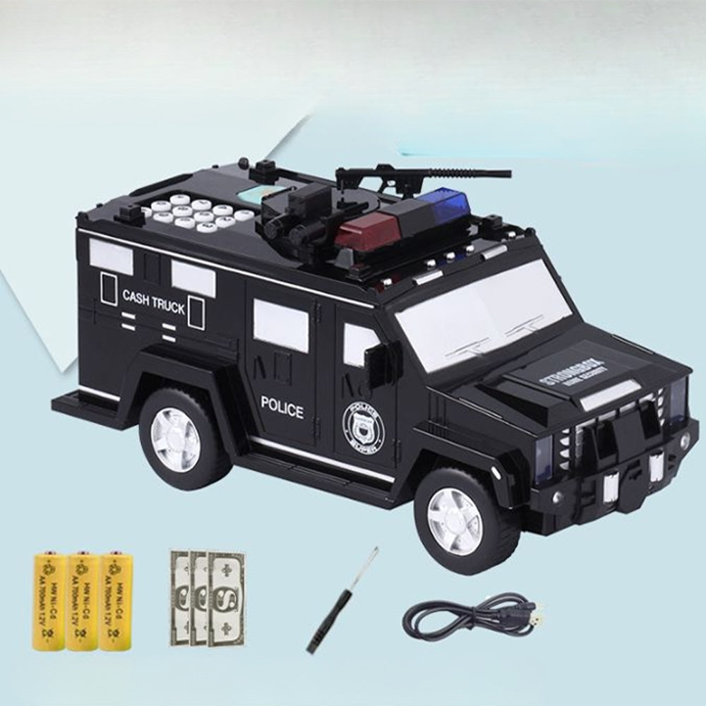Armored Car Money Piggy Bank with Light for Kids - USB Rechargeable_11