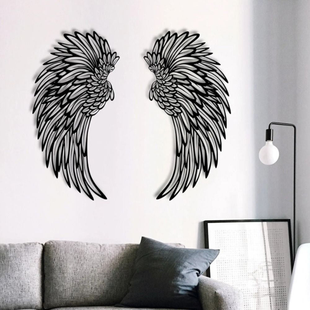 Angel Wings Metal Wall Decor with LED Light -Battery Powered_2