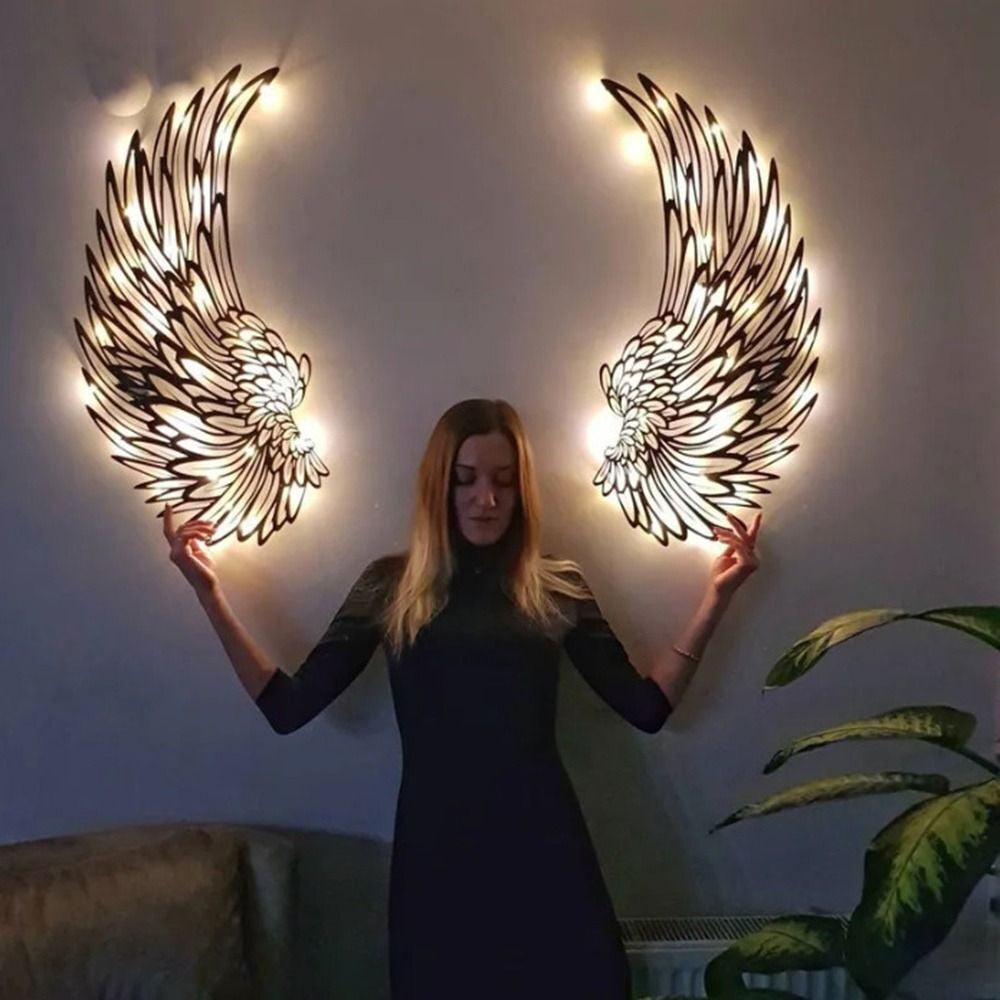Angel Wings Metal Wall Decor with LED Light -Battery Powered_6