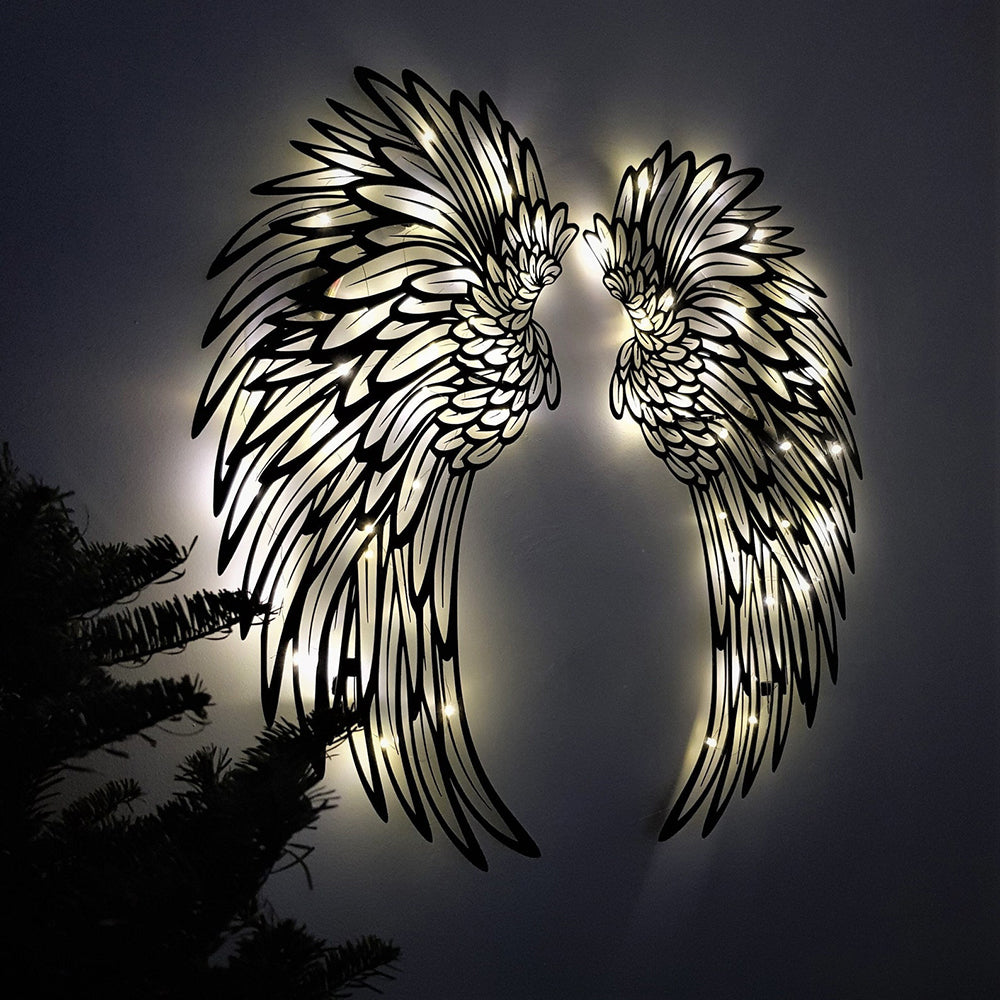 Angel Wings Metal Wall Decor with LED Light -Battery Powered_7