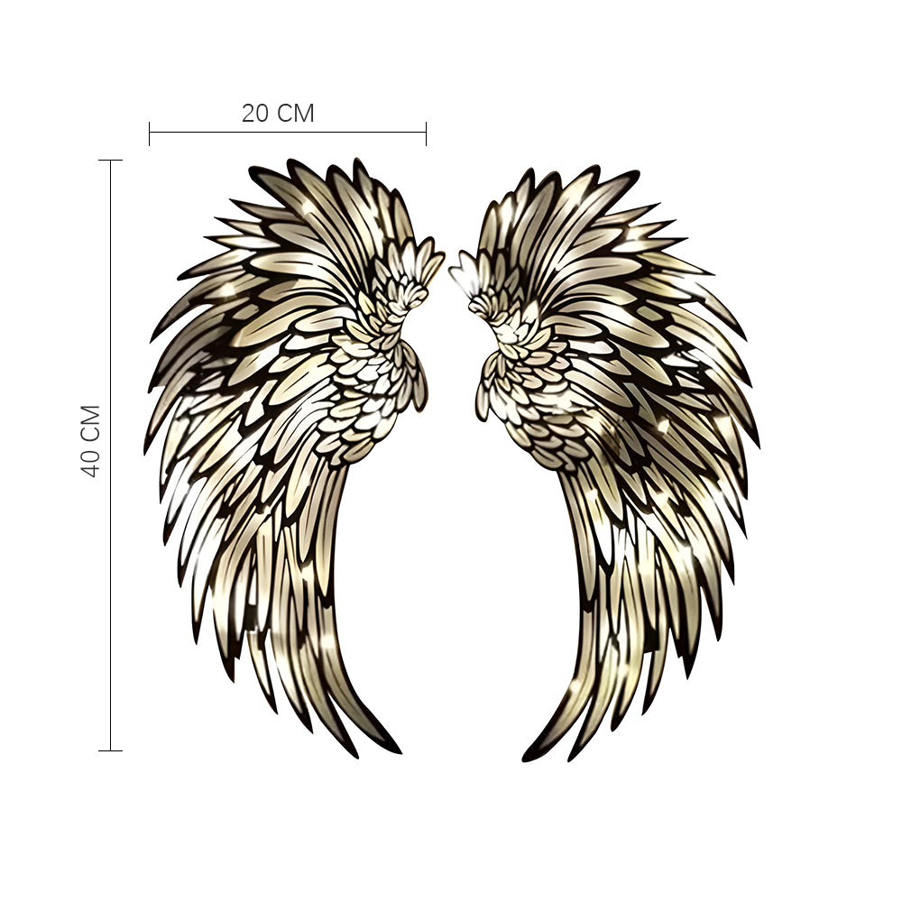 Angel Wings Metal Wall Decor with LED Light -Battery Powered_8