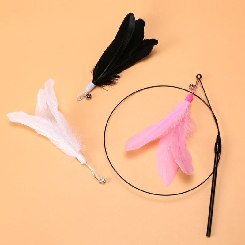 Fluffy Feather Interactive Pet Cat Teaser Cat Feather Wand_8