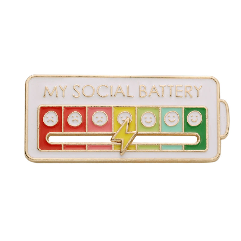Creative Social Battery Energy Enamel Pins Mood Jewelry Brooches_1