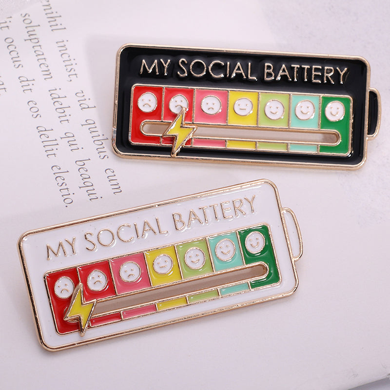 Creative Social Battery Energy Enamel Pins Mood Jewelry Brooches_9