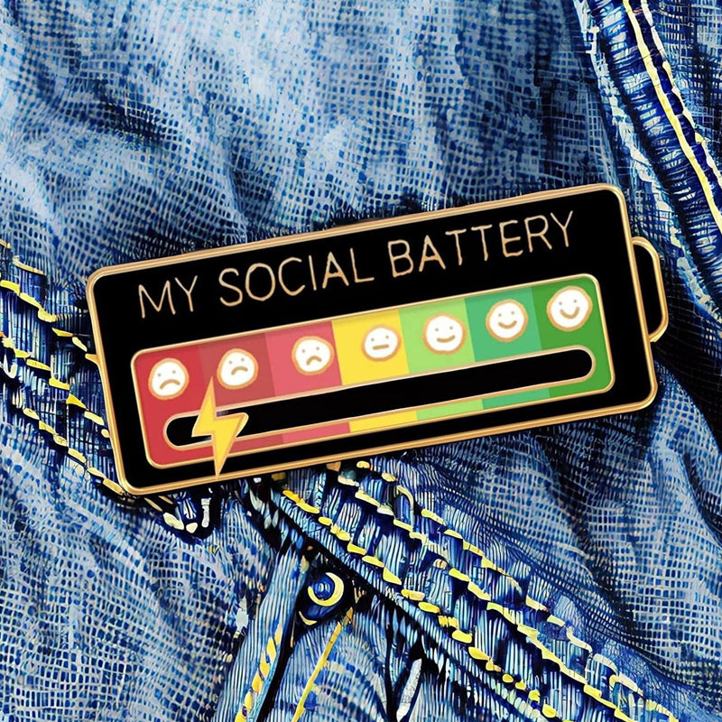 Creative Social Battery Energy Enamel Pins Mood Jewelry Brooches_12