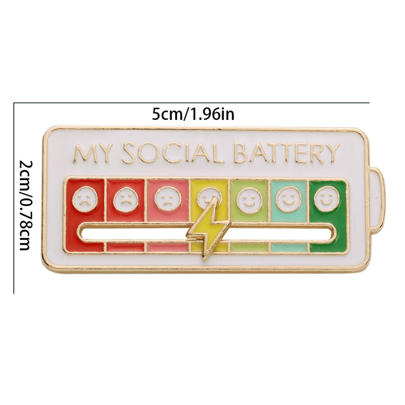 Creative Social Battery Energy Enamel Pins Mood Jewelry Brooches_2