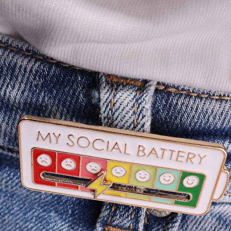 Creative Social Battery Energy Enamel Pins Mood Jewelry Brooches_7