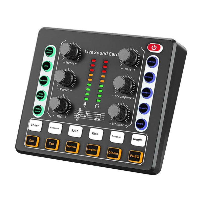 Noise Reduction Sound Card Digital Audio Mixer for Live Streaming-TypeC Rechargeable_1