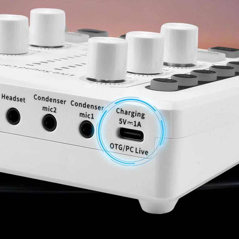 Noise Reduction Sound Card Digital Audio Mixer for Live Streaming-TypeC Rechargeable_8