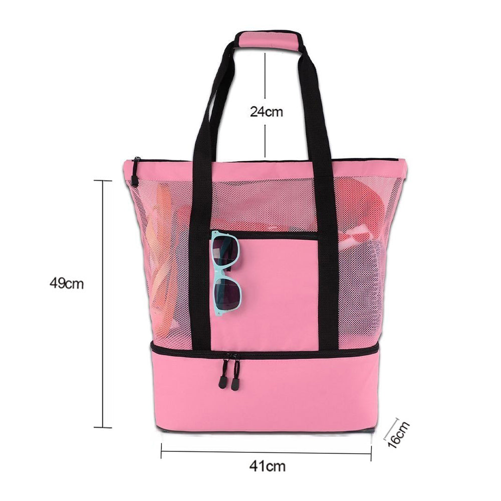 2 IN 1Mesh Beach Tote Bag with Insulated Cooler_4