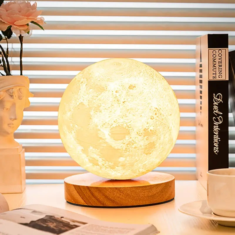 16 Colors Floating and Spinning LED 3D Moon Indoor Night Lamp_7