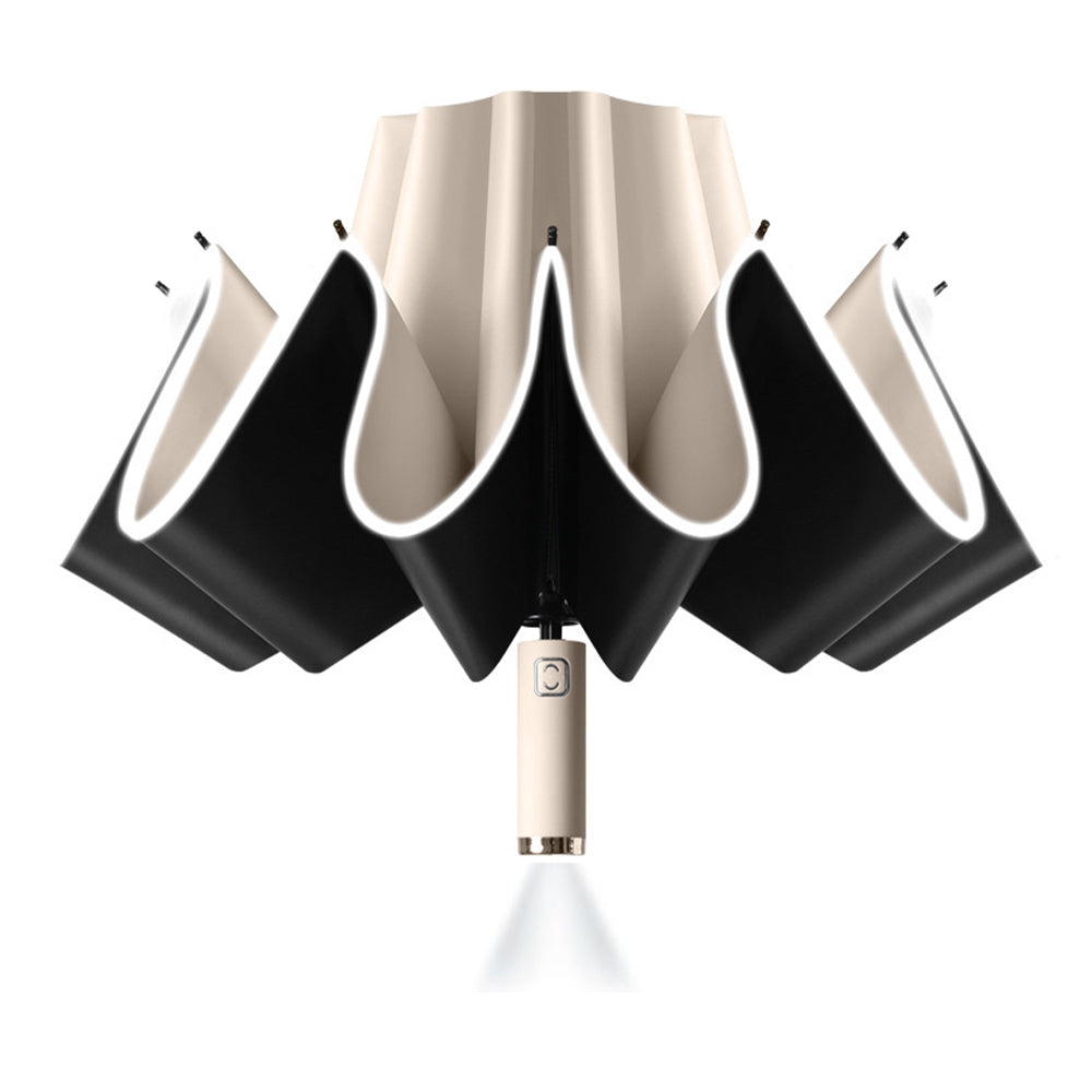 Reverse Folding UV Umbrella with LED Flashlight - Battery Powered_1