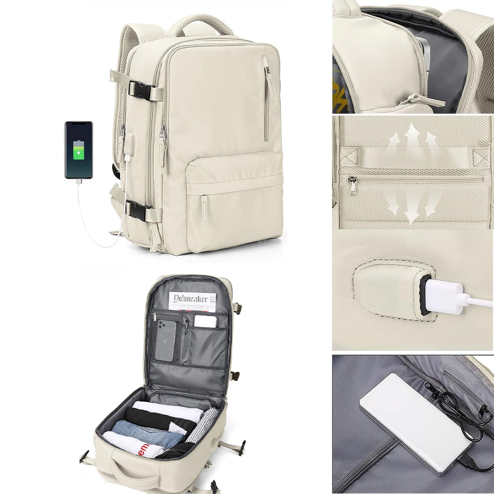Large Waterproof Travel Backpack with USB Charging Port and Shoe Compartment_7