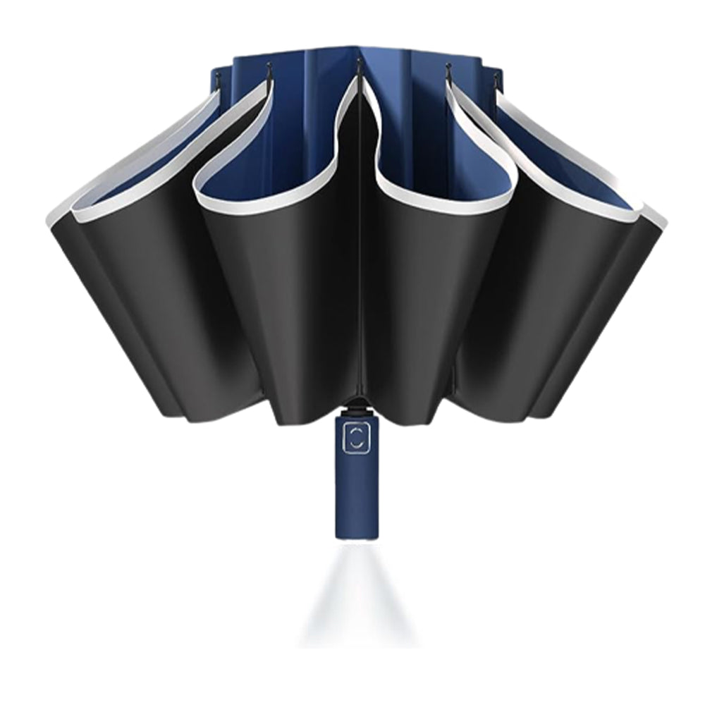 Reverse Folding UV Umbrella with LED Flashlight - Battery Powered_4