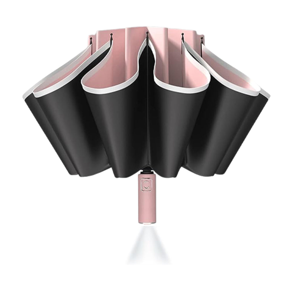 Reverse Folding UV Umbrella with LED Flashlight - Battery Powered_3