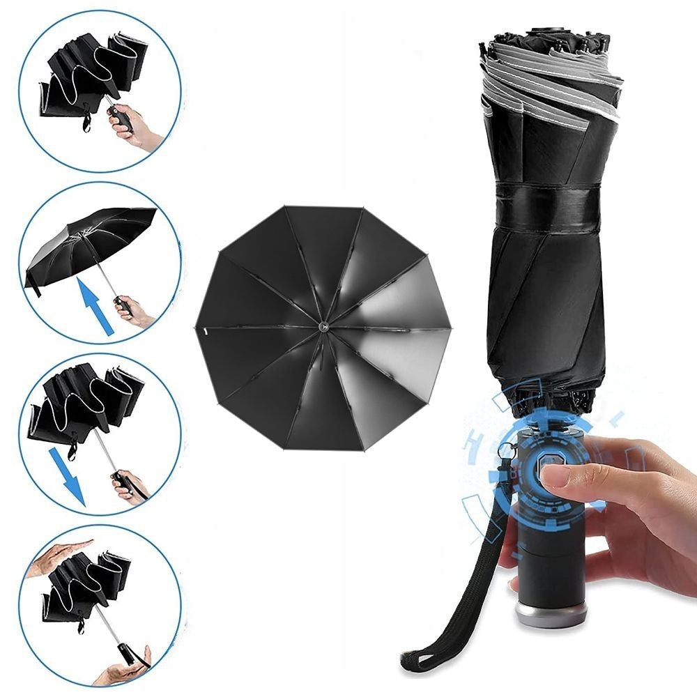 Reverse Folding UV Umbrella with LED Flashlight - Battery Powered_13