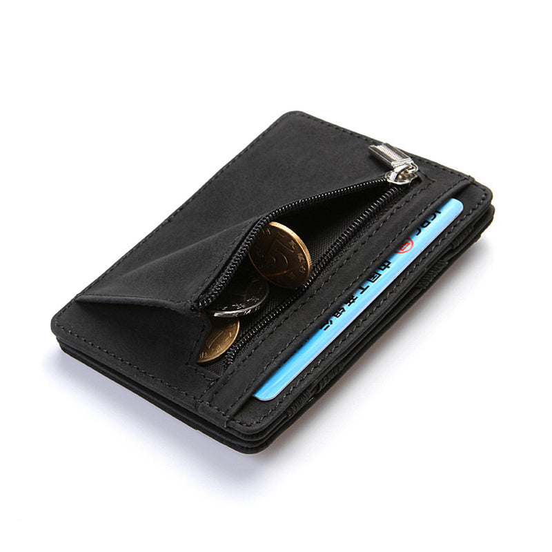 4 Card Slots Ultra Thin Bi-Fold Magic Wallet with Zipper for Men_6