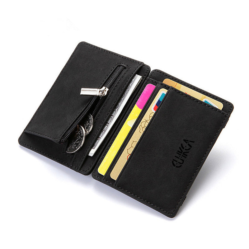 4 Card Slots Ultra Thin Bi-Fold Magic Wallet with Zipper for Men_8
