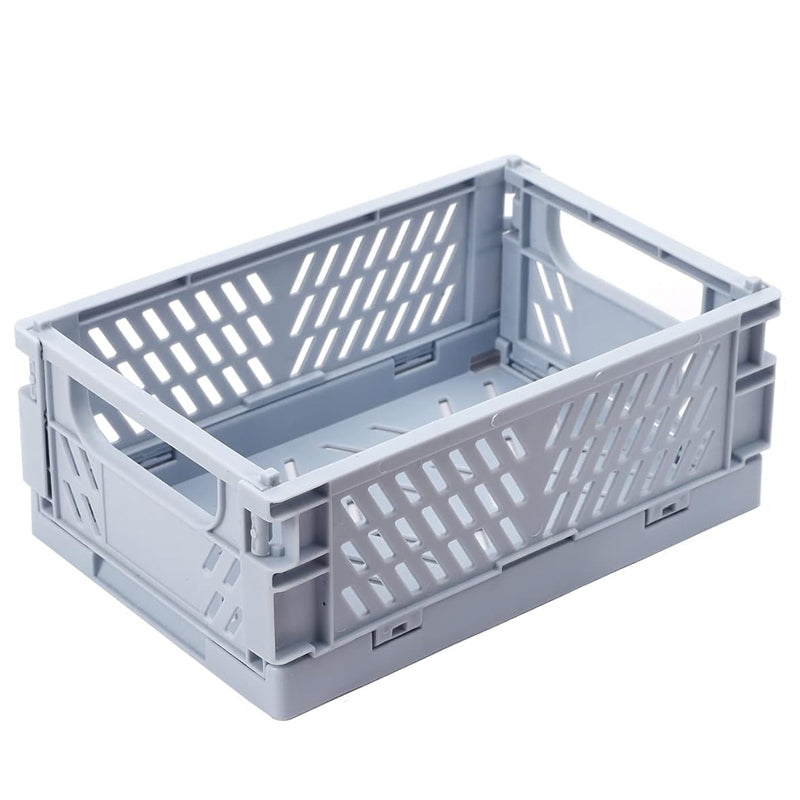 Pack of 3 Mini Folding Plastic Crates Storage Drawer Basket Organizers_1