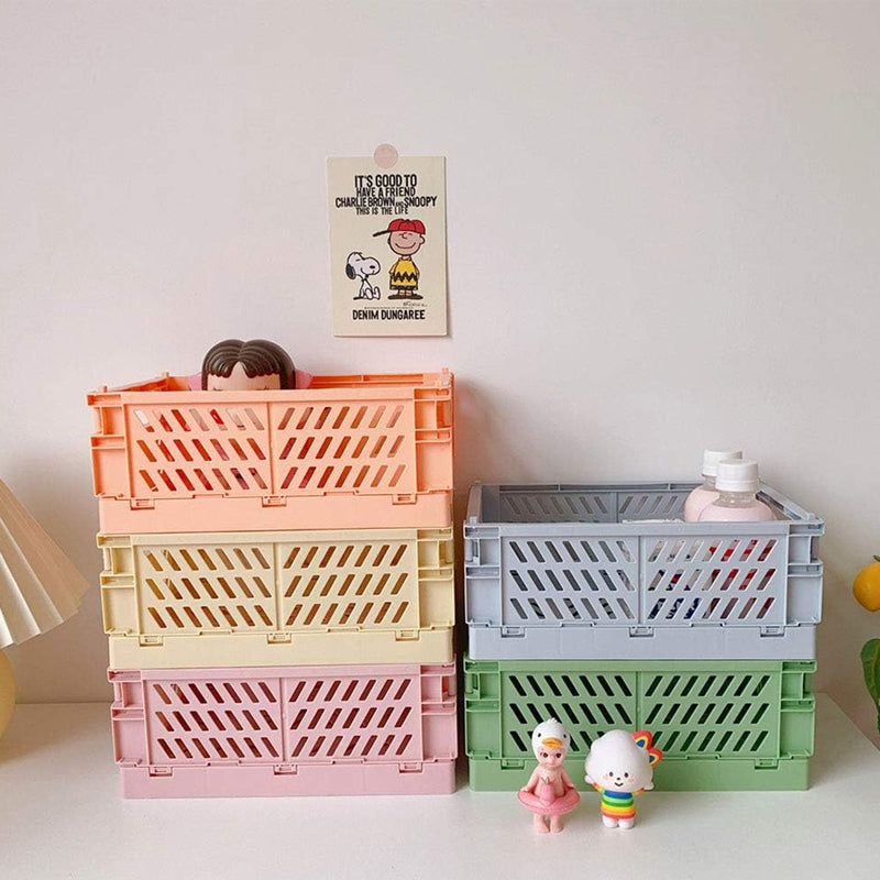 Pack of 3 Mini Folding Plastic Crates Storage Drawer Basket Organizers_8