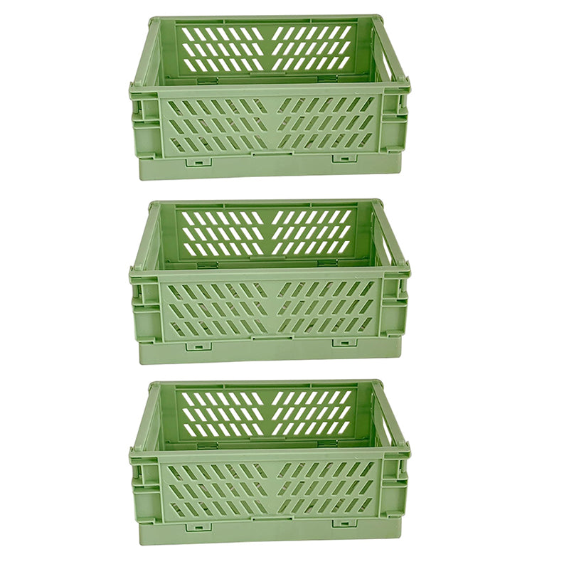 Pack of 3 Mini Folding Plastic Crates Storage Drawer Basket Organizers_12