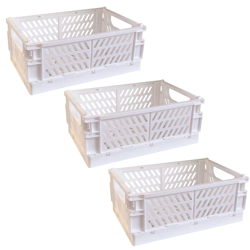 Pack of 3 Mini Folding Plastic Crates Storage Drawer Basket Organizers_15